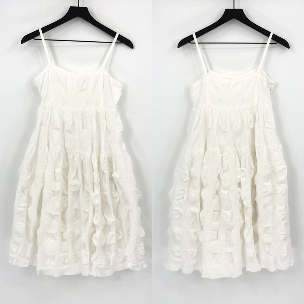 NERLILI Smocked Seer Sucker Mini Dress White M?